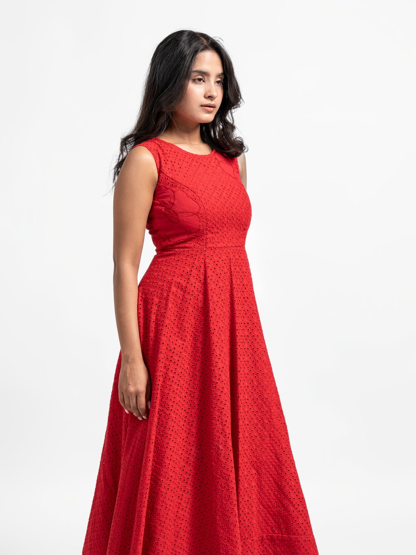 Romantic Embroidered Scarlet Dress