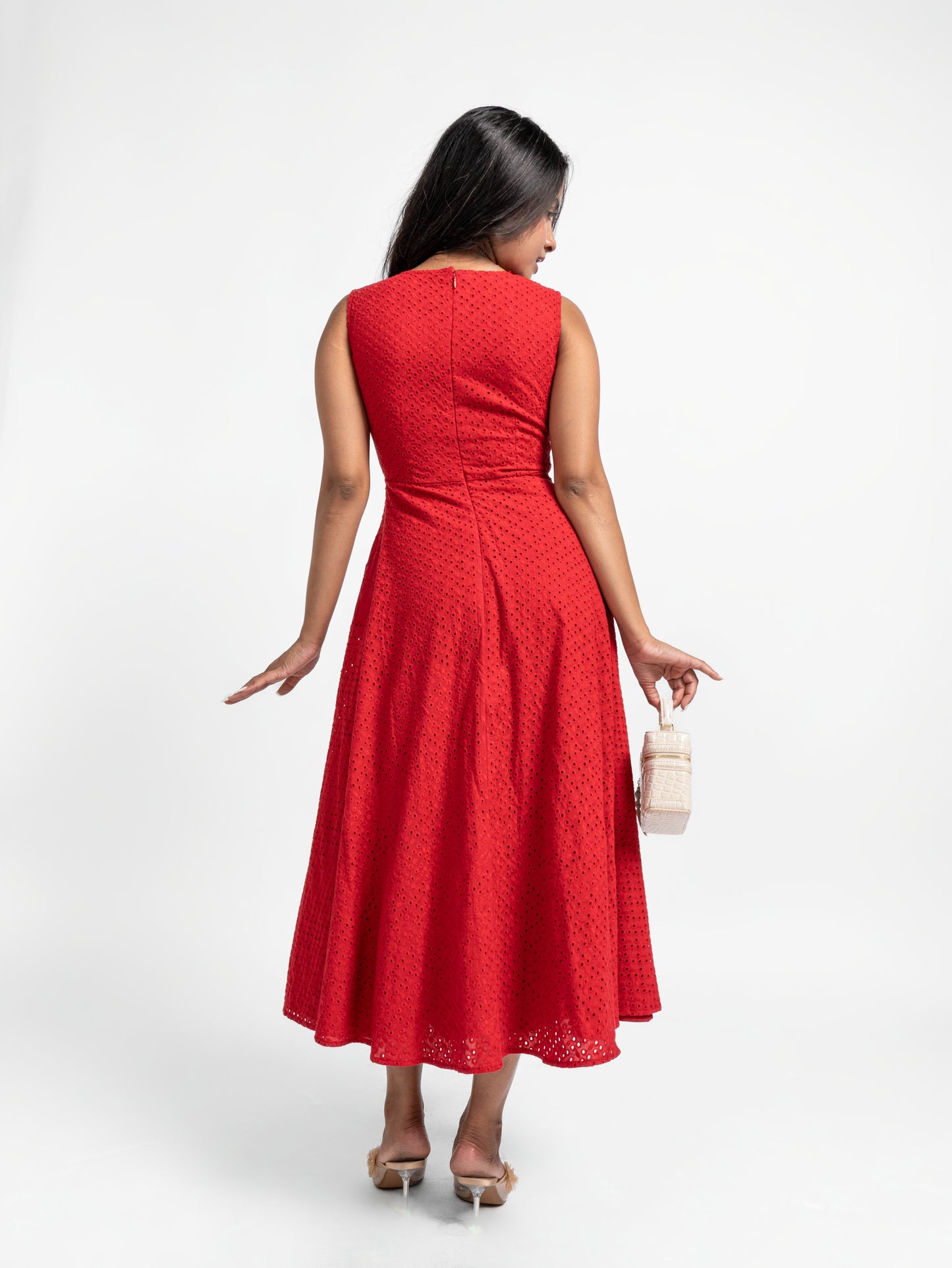Romantic Embroidered Scarlet Dress