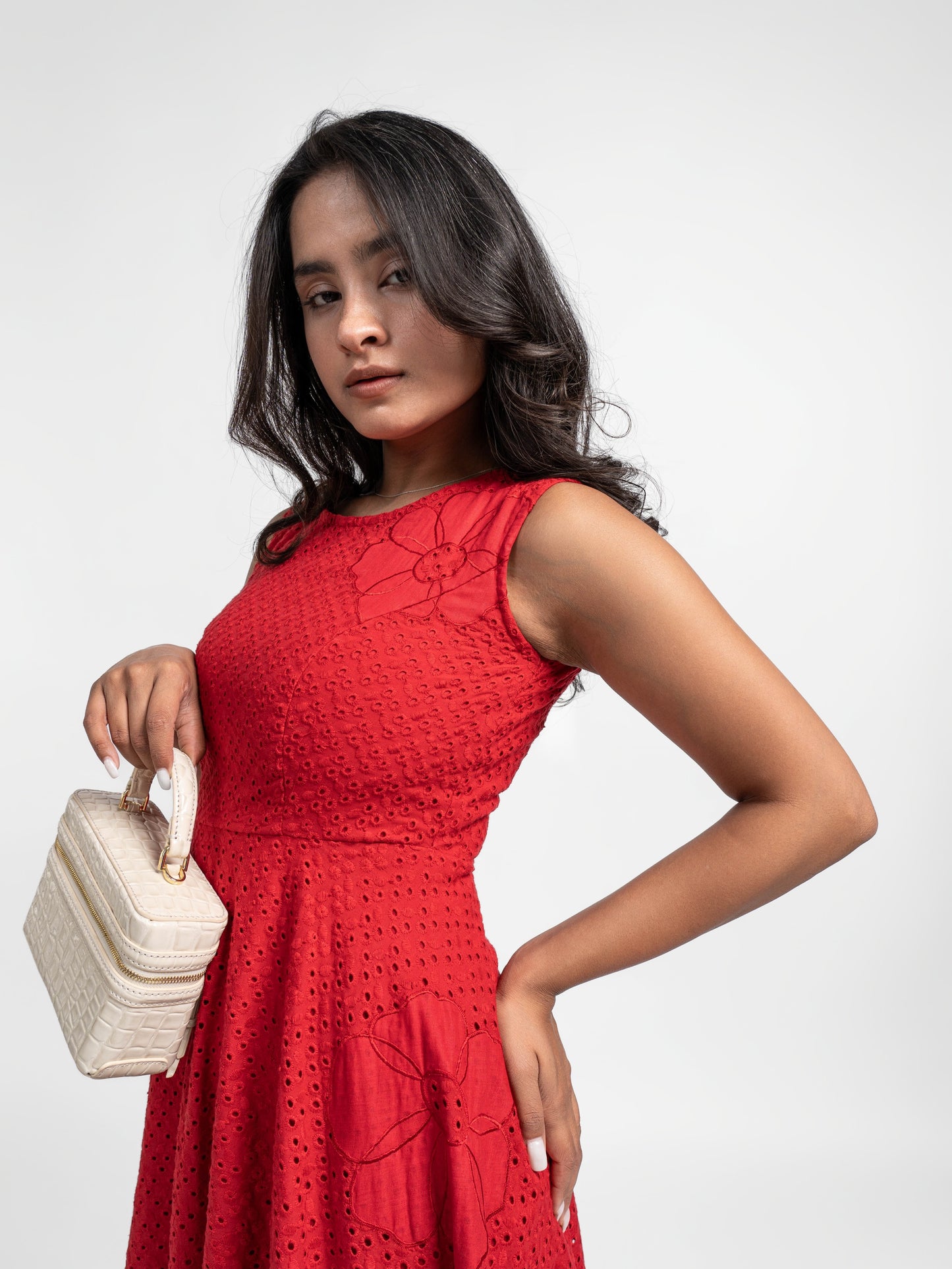 Romantic Embroidered Scarlet Dress
