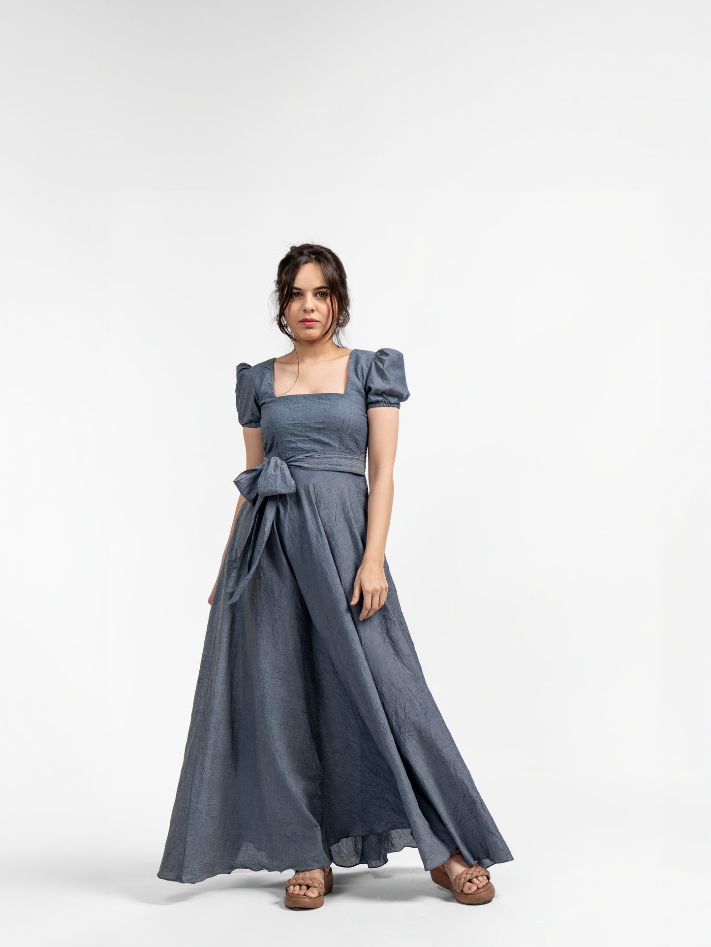 Vintage Denim Crinkle Dress