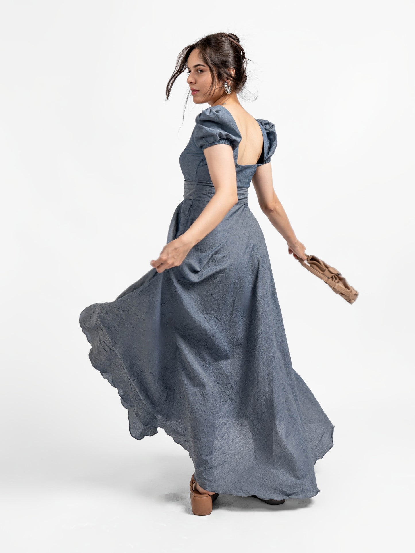 Vintage Denim Crinkle Dress