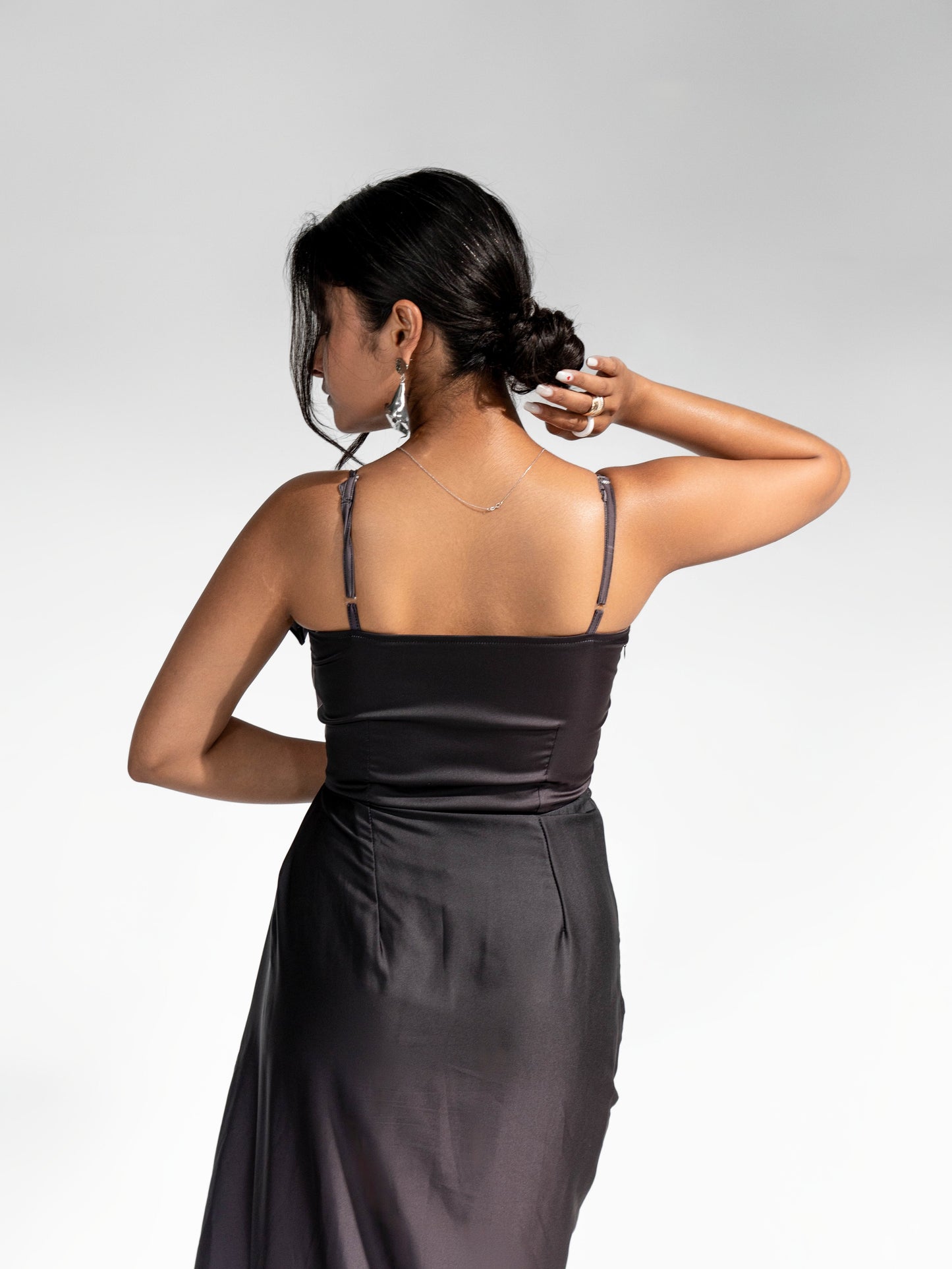 Draped Ombre Satin Asymmetric Dress