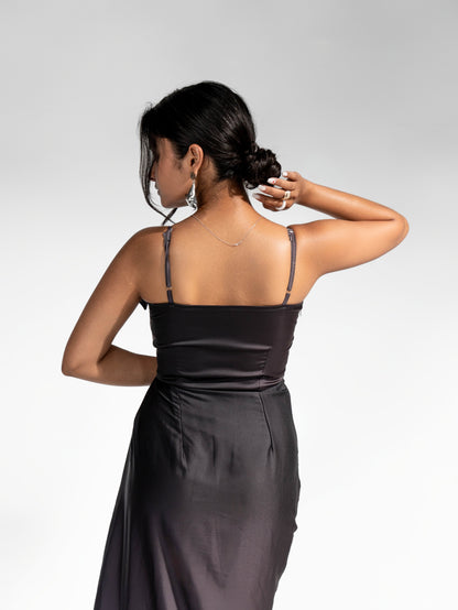 Draped Ombre Satin Asymmetric Dress